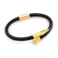 Anti-Fatigue Black en acier inoxydable accessoires Bracelet en cuir à ongles vintage Bracelet